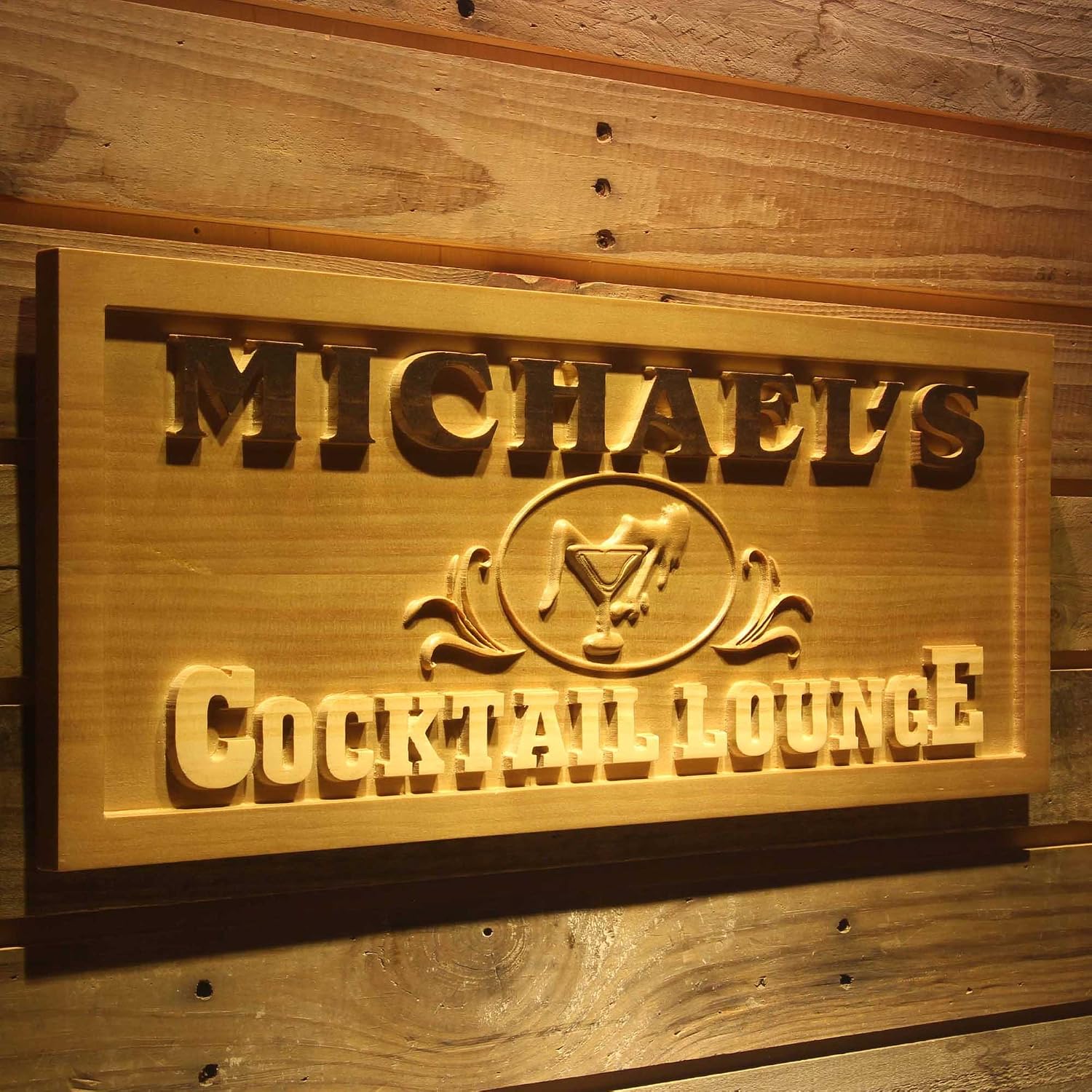 ADVPRO wpa0172 Name Personalized COCKTAIL LOUNGE Glass Lady Bar Pub Wood Engraved Wooden Sign - Standard 23 x 9.25