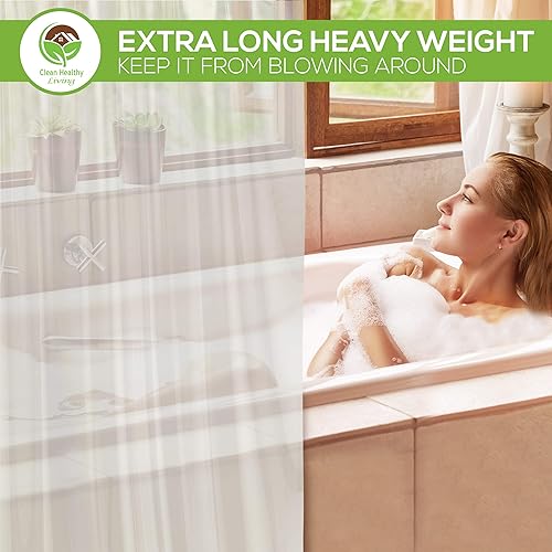 Miniatura 4 de Forro de cortina de ducha XL de PEVA resistente con ventosas, 70 x 78 pulgadas de largo