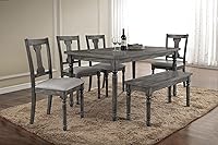 Vista 5 de Mesa de comedor gris desgastada con patas torneadas