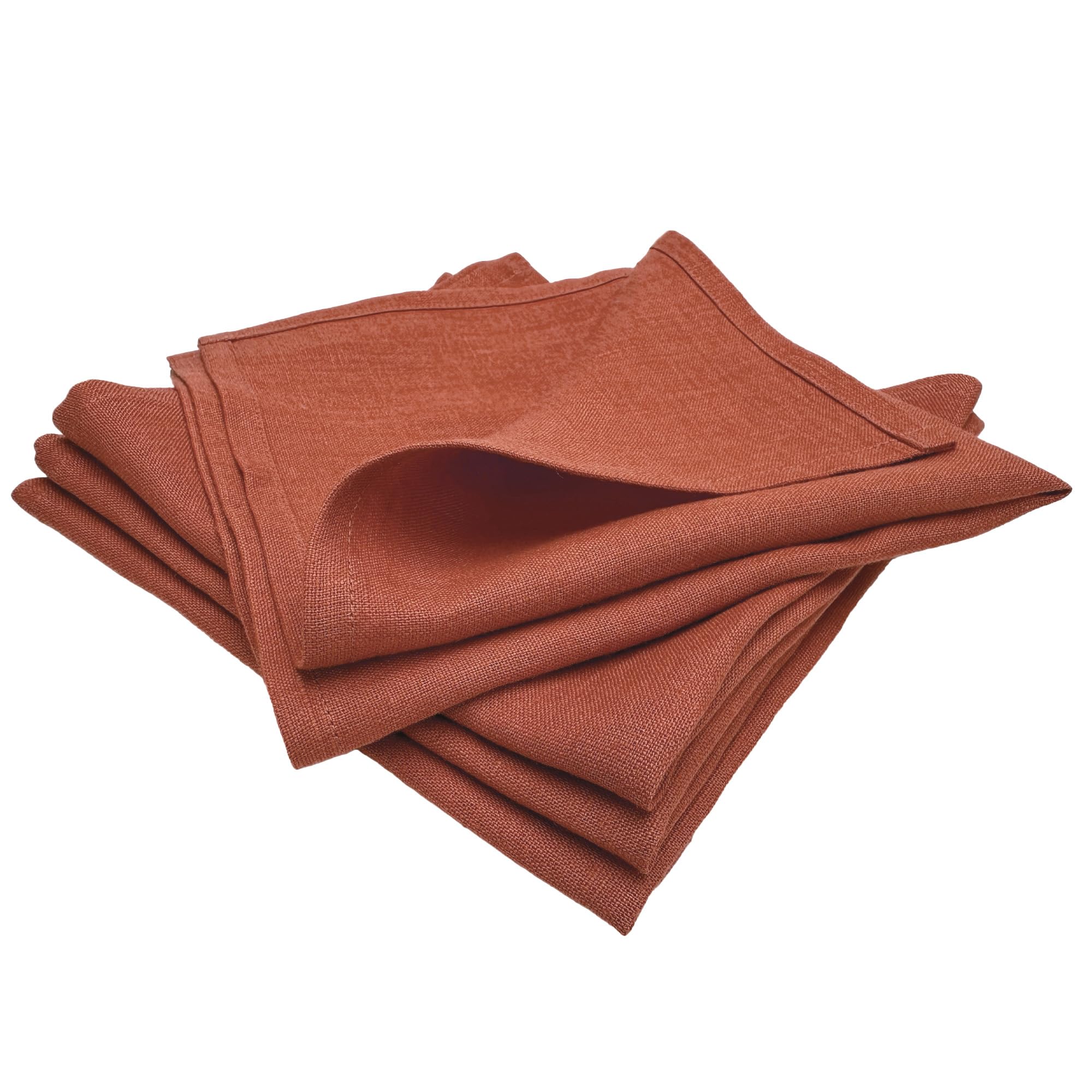 Serwetki lniane – ręcznie wykonane serwetki materiałowe ze 100% lnu – palona pomarańcza 40 × 40 cm – zestaw 10 sztuk