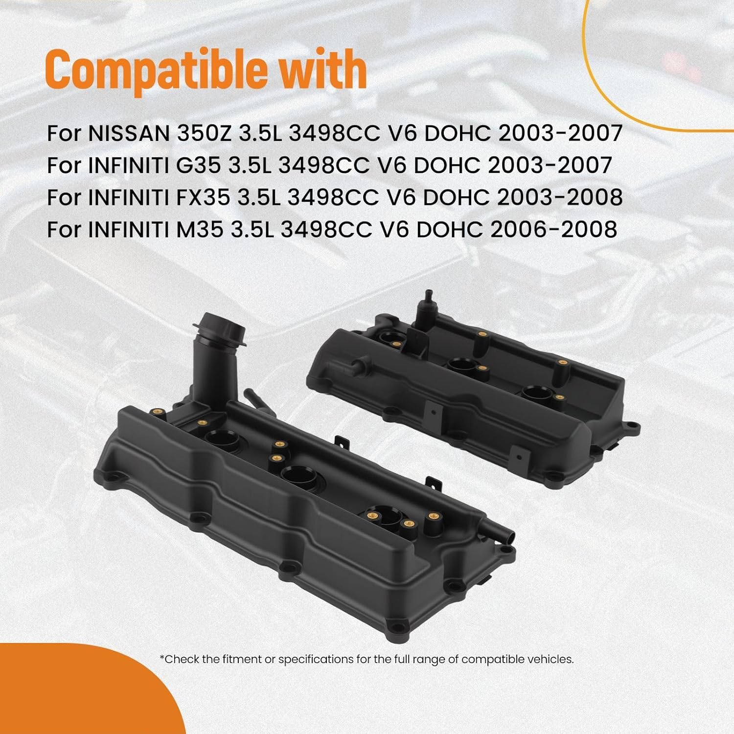 maXpeedingrods Engine Valve Cover for NISSAN 350Z 2003-2007, for INFINITI G35 2003-2007, FX35 2003-2008, M35 2006-2008 3.5L 3498CC V6 DOHC Replacement 13264-AM610, 036-0009