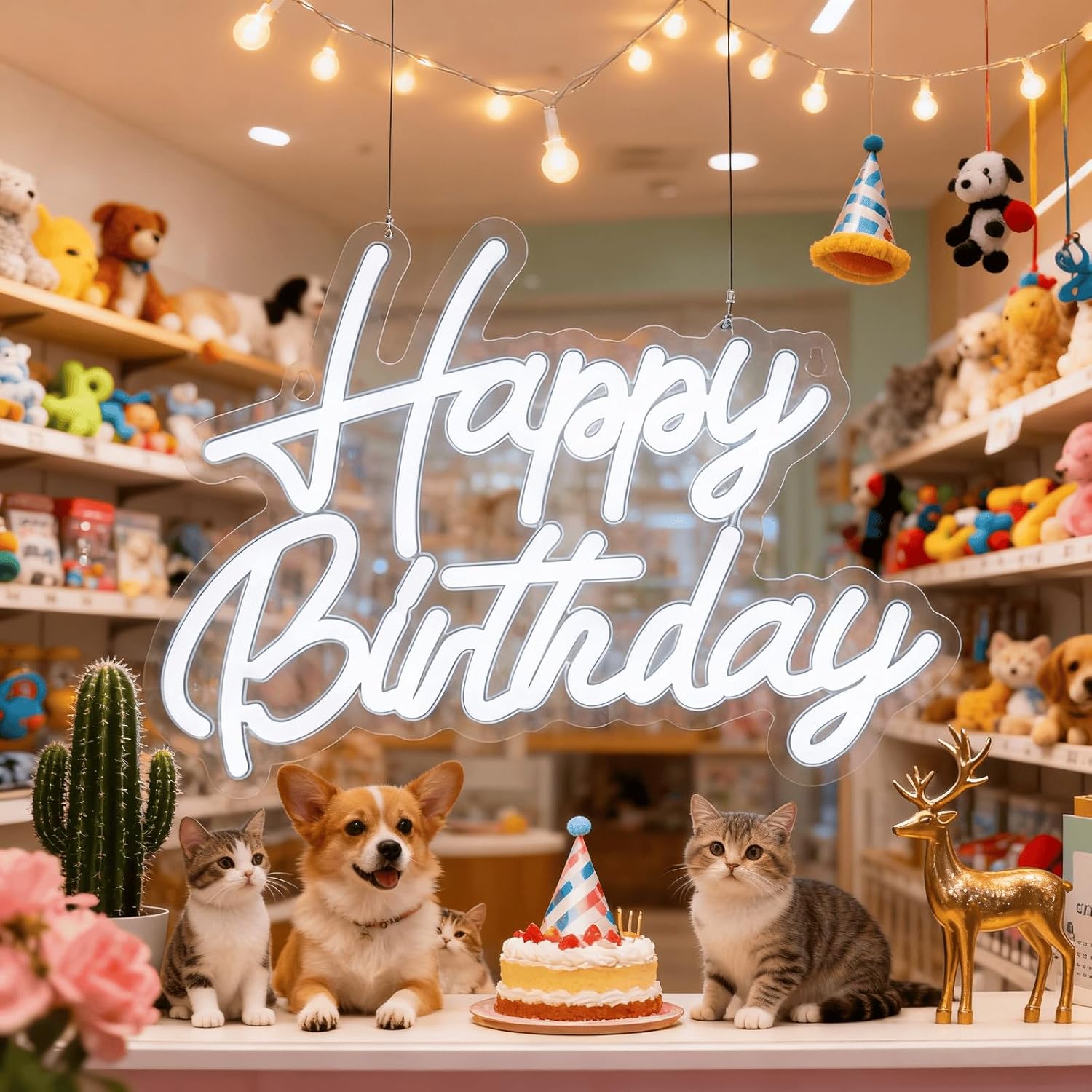 Happy Birthday Neon Sign for Wall Decor, 17.72 x 12.2 Inch USB Powered LED Light up Sign, Birthday Party LED Signs for Backdrop All Birthday Party Decoration - Image 3