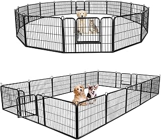 ZENY Dog Playpen 24 Inch 16 Panels, Heavy Duty Pet Dog Pen Indoor, Metal Dog Fence with Doors, Foldable Animal Outdoor Exercise Pen for Yard, RV, Camping