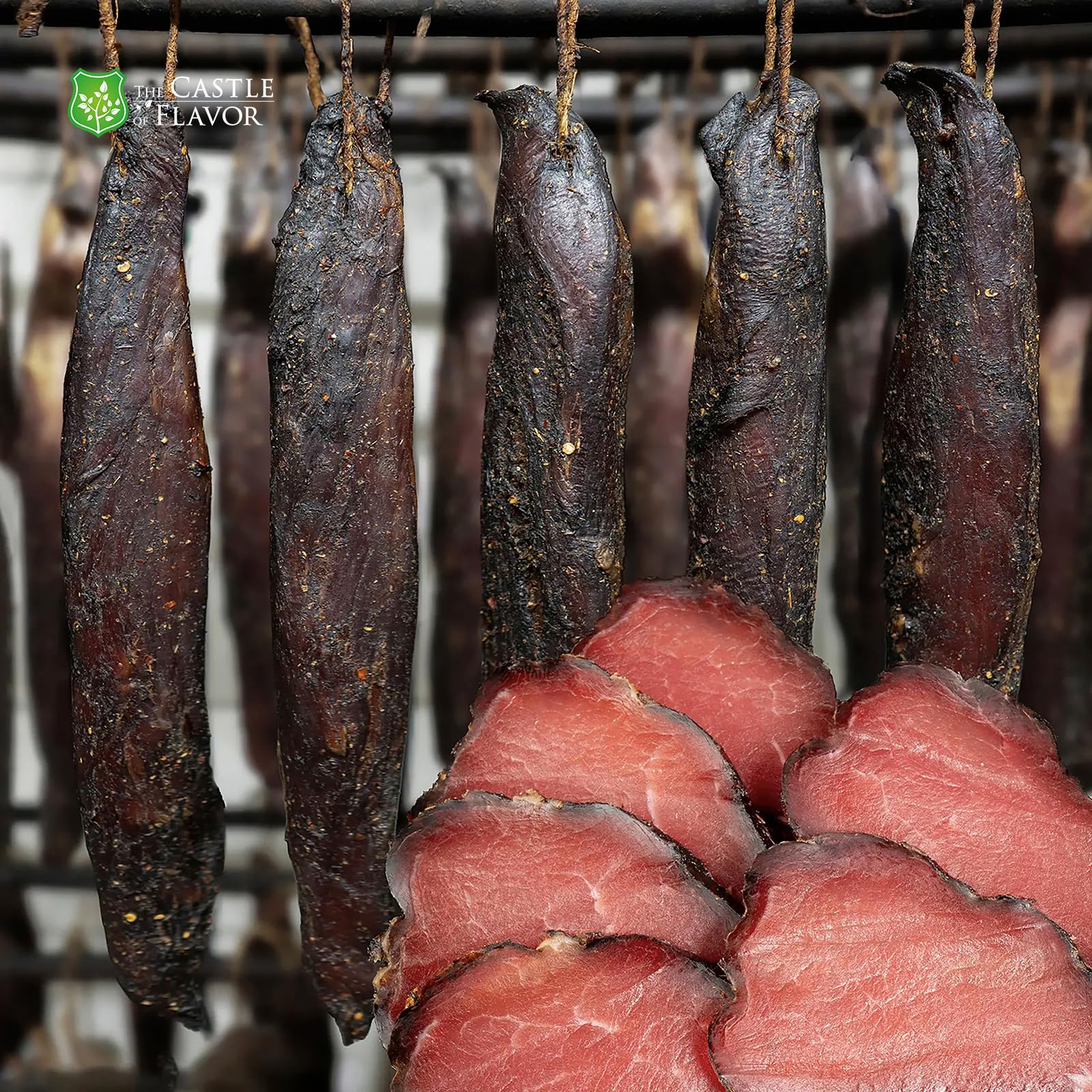 The Castle of Flavor Polnisches Trockenfleisch- und Wurstset 1,86 kg | 12 vakuumverpackte Spezialitäten: Rind, Ente, Schinken, Salami, Wurst, Schwein und Schmalz; zum Probieren oder Verschenken.