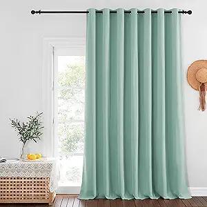 NICETOWN Patio Door Curtain Sound Blocking, Bedroom Privacy Room Divider Curtain, Thermal Insulated Blackout Closet Sliding Door Shade (1 Panel, 100" Wide x 120" Long, Aqua Blue)