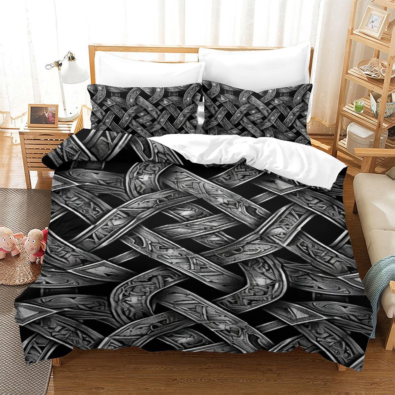 Housse de couette 3 pièces en tissu microfibre premium au tissage haute densité et confort absolu