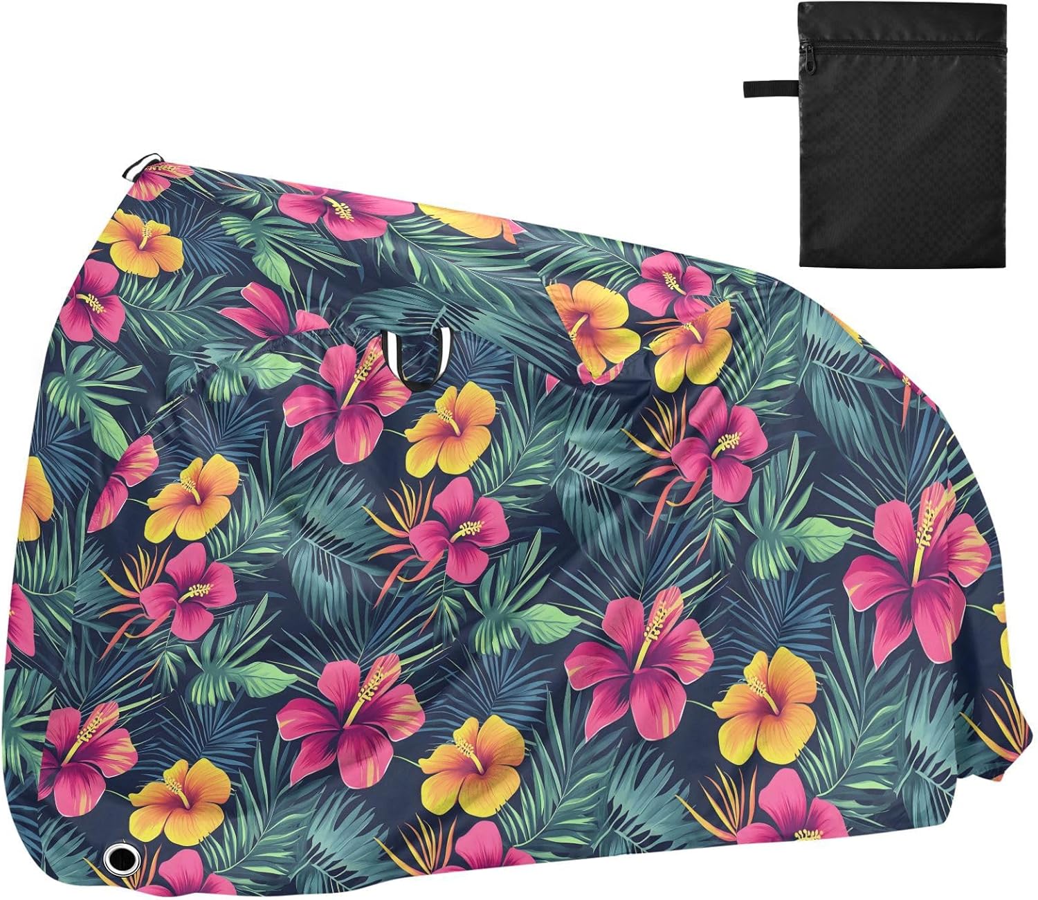 ALAZA Hawaiian Tropical Flowers Bike Cover Waterproof Outdoor Ebike Bicycle Covers Tarp Protection for 1/2 Bikes, Sun UV Dust Wind Proof
