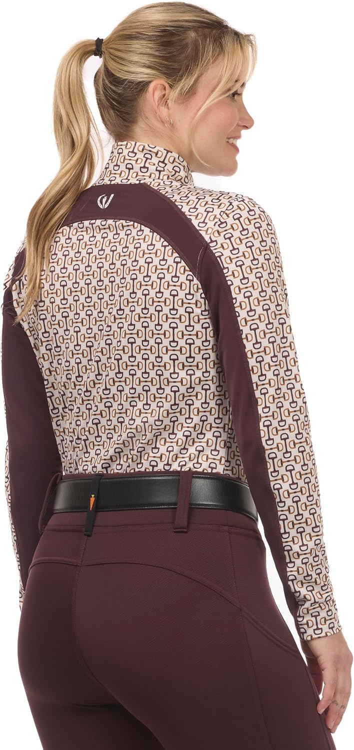 Kerrits Women's First Level Quarter Zip Fleece Horse Riding Tech Top – Long Sleeve, Light Stretch Winter Equestrian Shirt