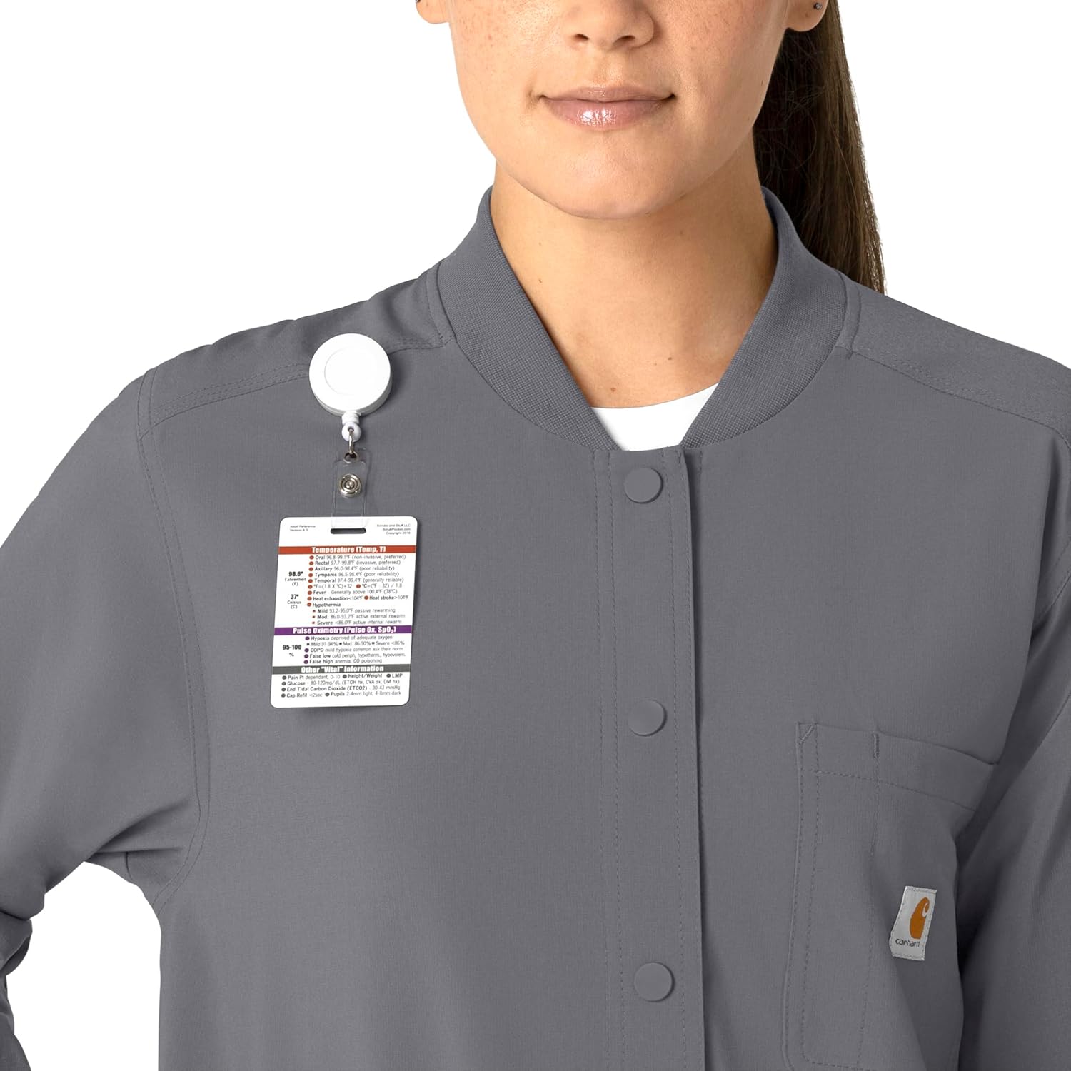 Carhartt Scrubs C82210 Women's Cross-Flex Modern Fit Shirt Jacket Medium Pewter - Image 5