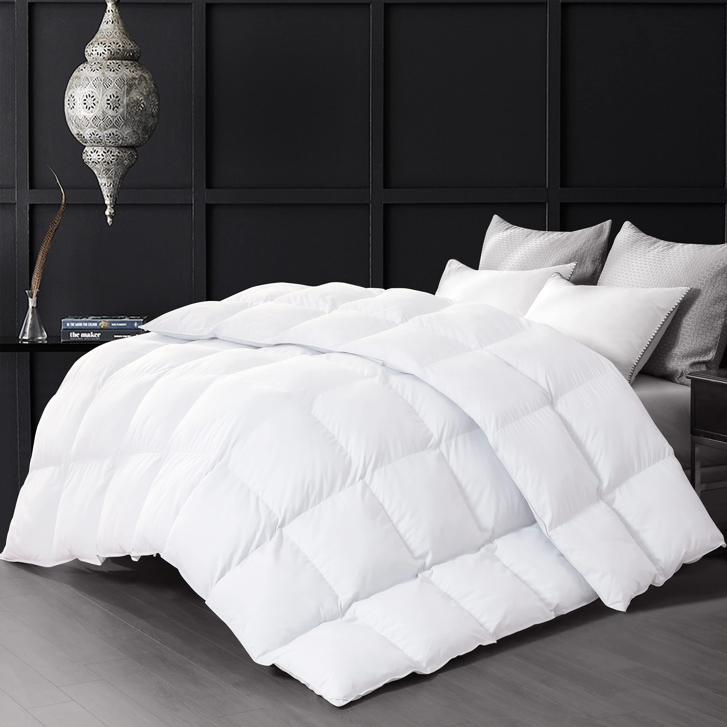 Luzern Goose Down and Feather Comforter All Year Around White King Size Duvet Insert-Extreme Soft 10