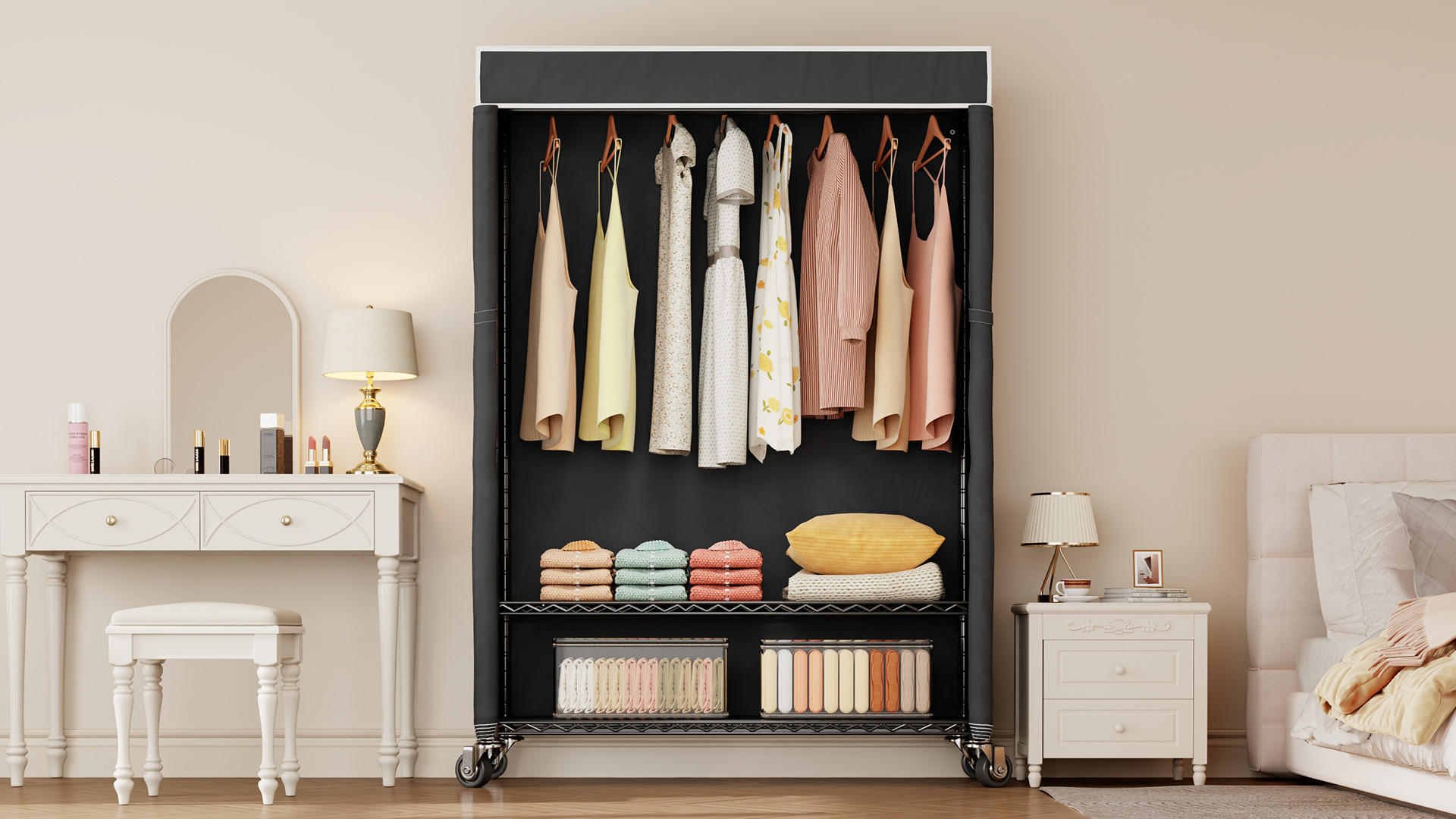 Amazon.com: Higeego H4 Plus Rolling Garment Rack with Cover