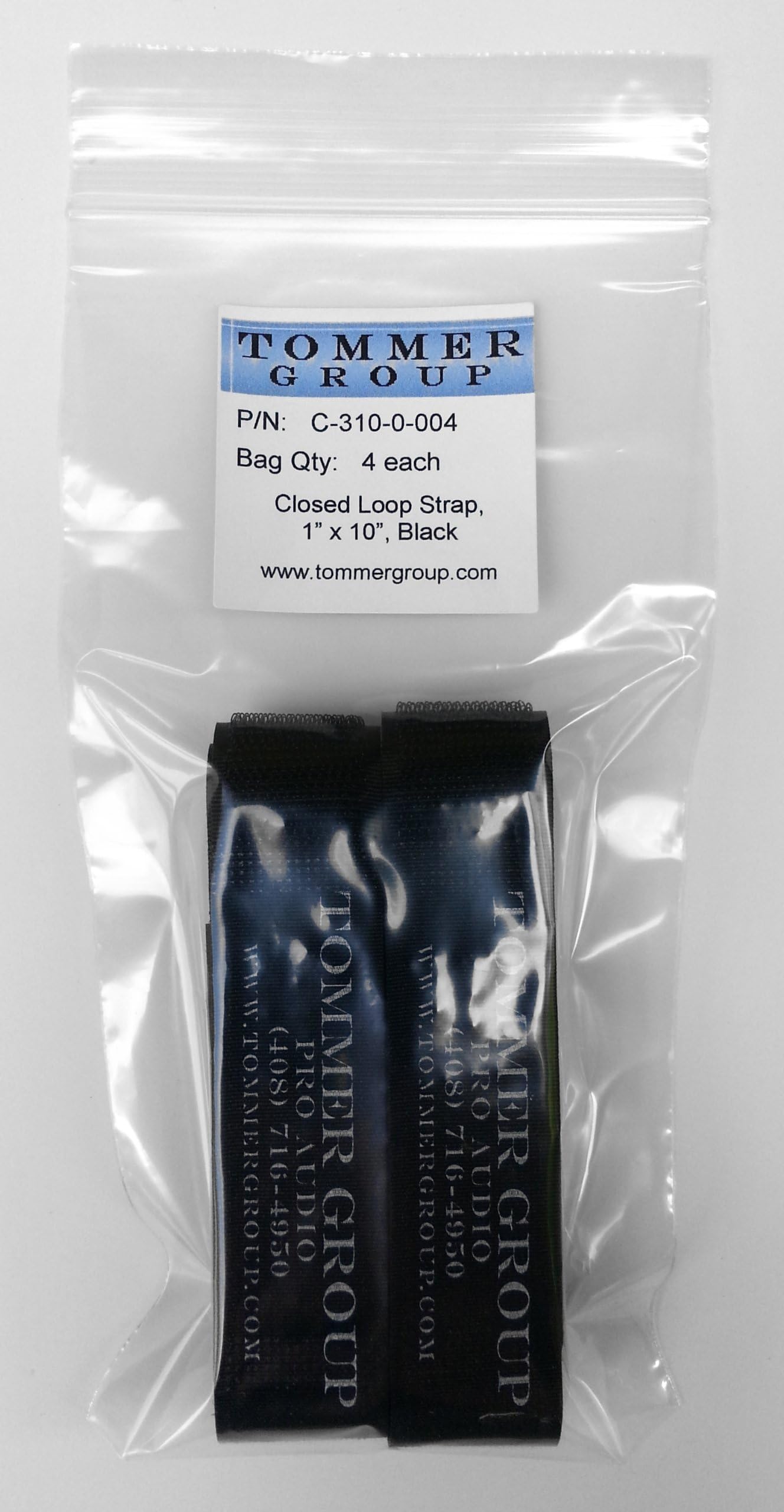 Cable Strap, Closed-Loop Series, 1" x 10", Black, Pack of 4 Each