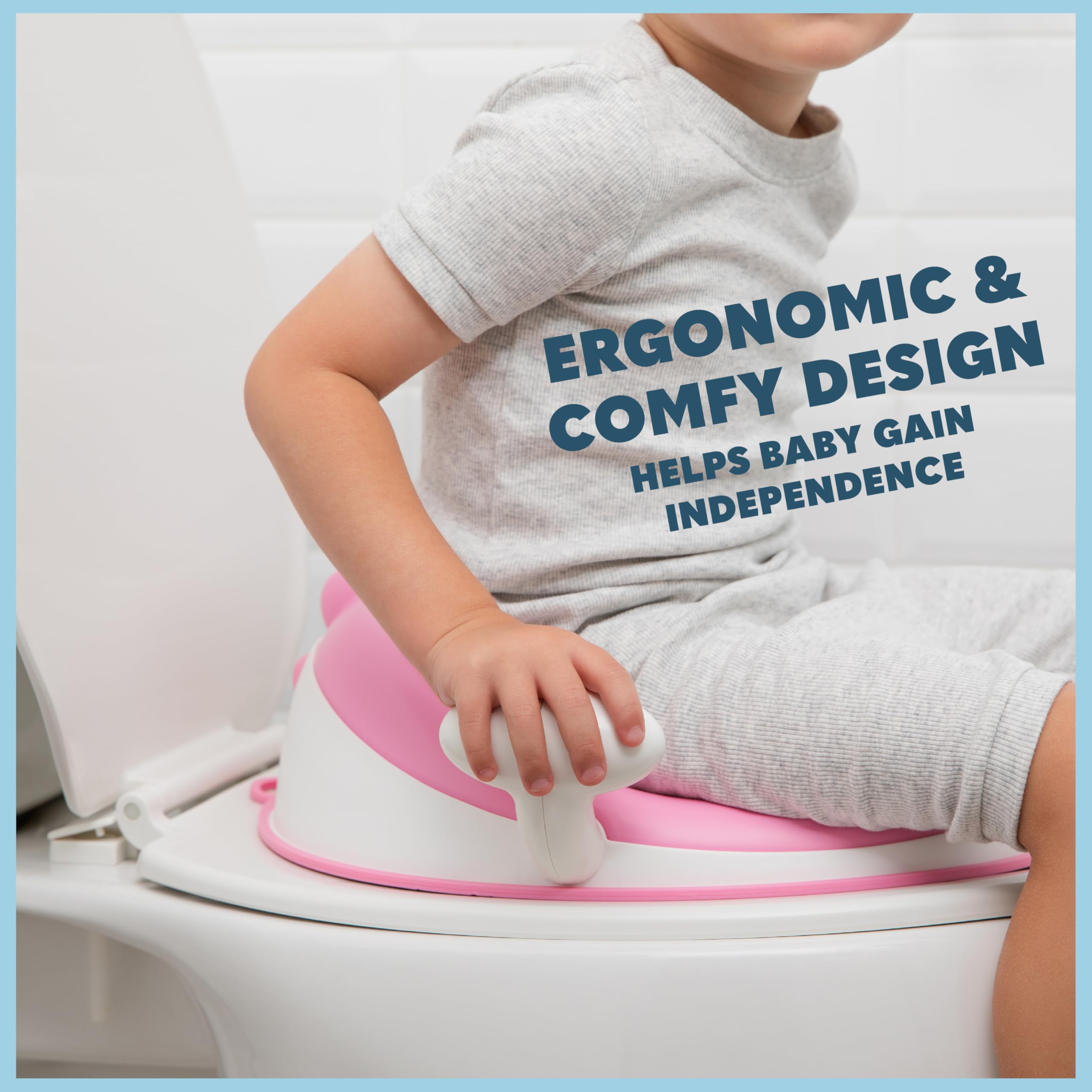 Todays Kids Asiento de inodoro antideslizante para entrenamiento de bebés para niños pequeños, cojín cómodo y suave, asas de agarre seguro, diseño de protección contra salpicaduras, accesorio para