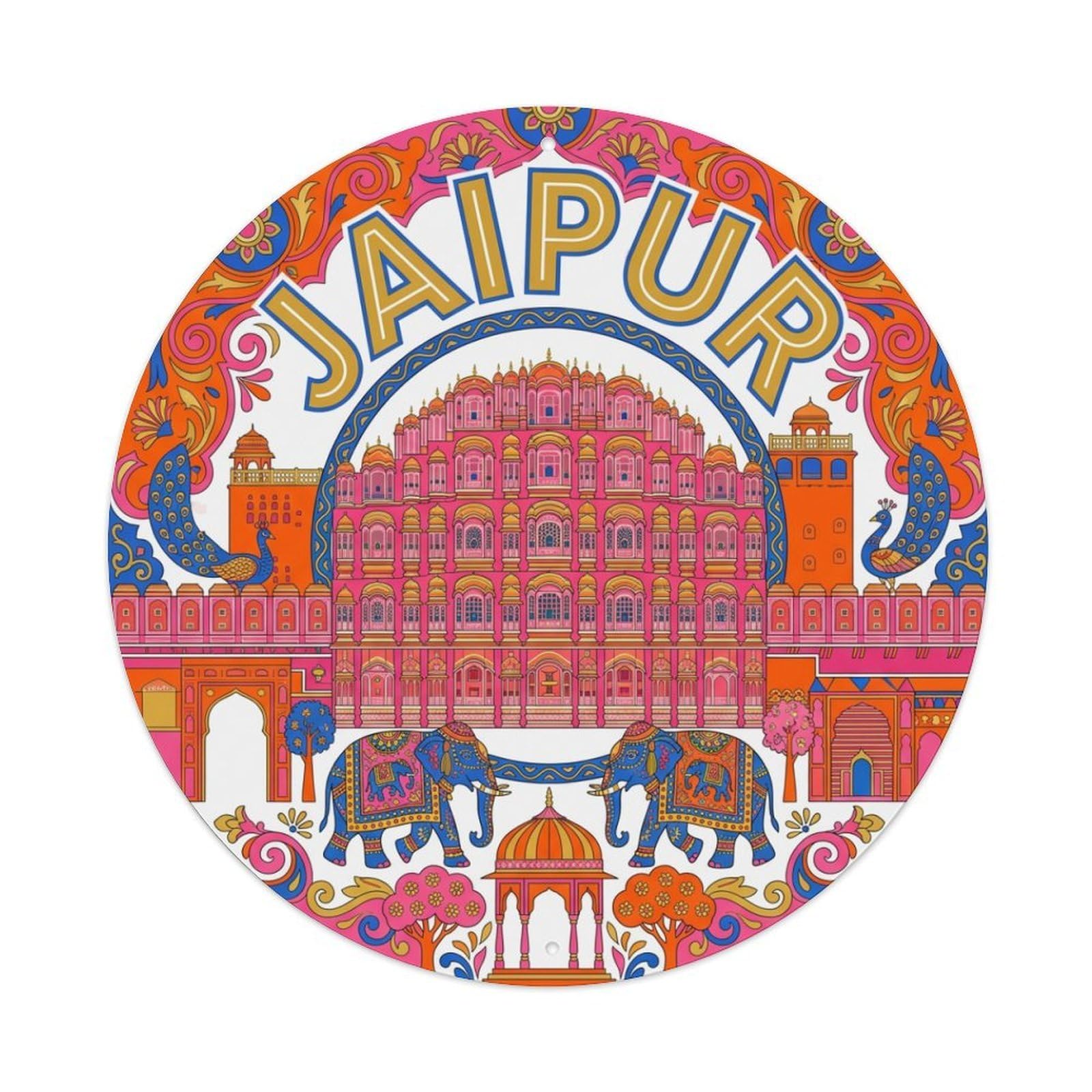 Retro Travel India Jaipur Metal Tin Sign