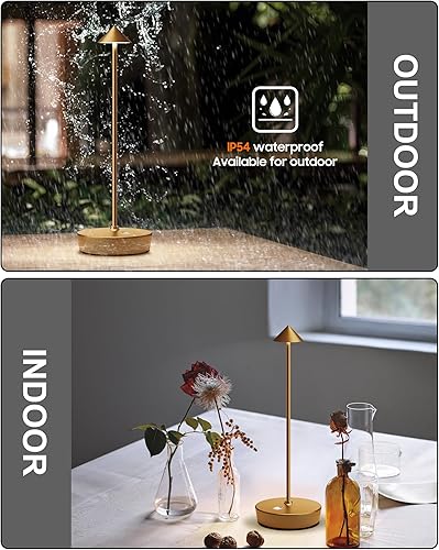 Miniatura 5 de Lámparas de mesa inalámbricas recargables, 6000 mAh, funciona con pilas, lámpara de escritorio LED para exteriores, impermeable, portátil, táctil,