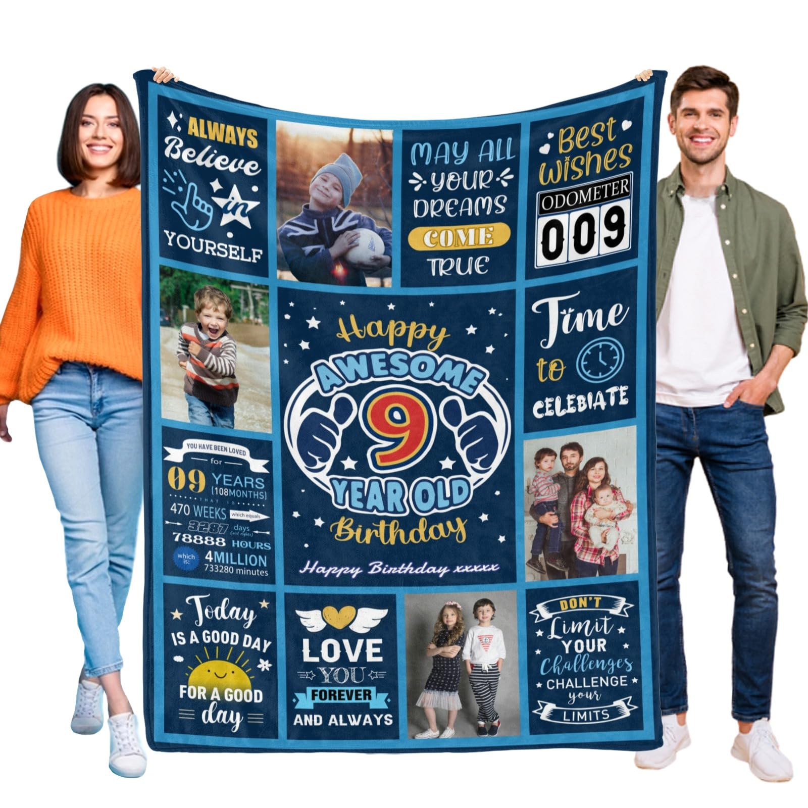 Kendt Personalised 9th Birthday Gifts for Boys,Kids, 9th Birthday Blanket with Photo,9th Birthday Presents for Kids Son Grandson,9th Birthday Decorations,Gifts for 9 Year Old Boys
