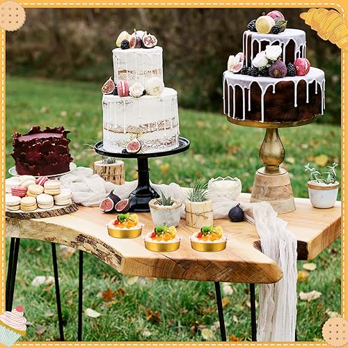 Miniatura 6 de Yinder 120 moldes desechables de 8 onzas con tapas, mini latas de papel de aluminio para tartas de papel de aluminio, recipientes redondos