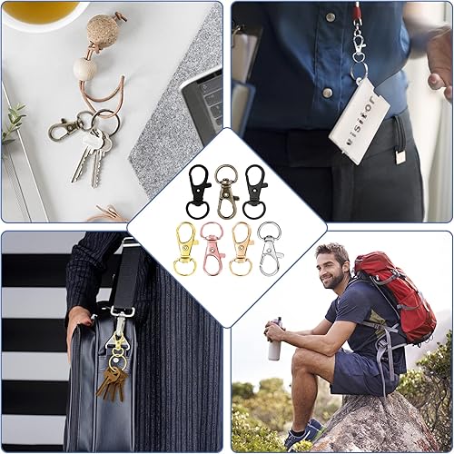 Miniatura 6 de AUGSUN 100 piezas de cierres giratorios para llavero con ganchos de gatillo, ganchos de clip para llavero, cierres de pinza de langosta para
