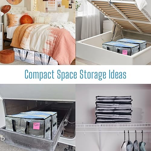 Miniatura 10 de VENO Paquete de 4 bolsas de mudanza grandes y resistentes artículos esenciales para dormitorio universitario, organizador de almacenamiento de ropa,