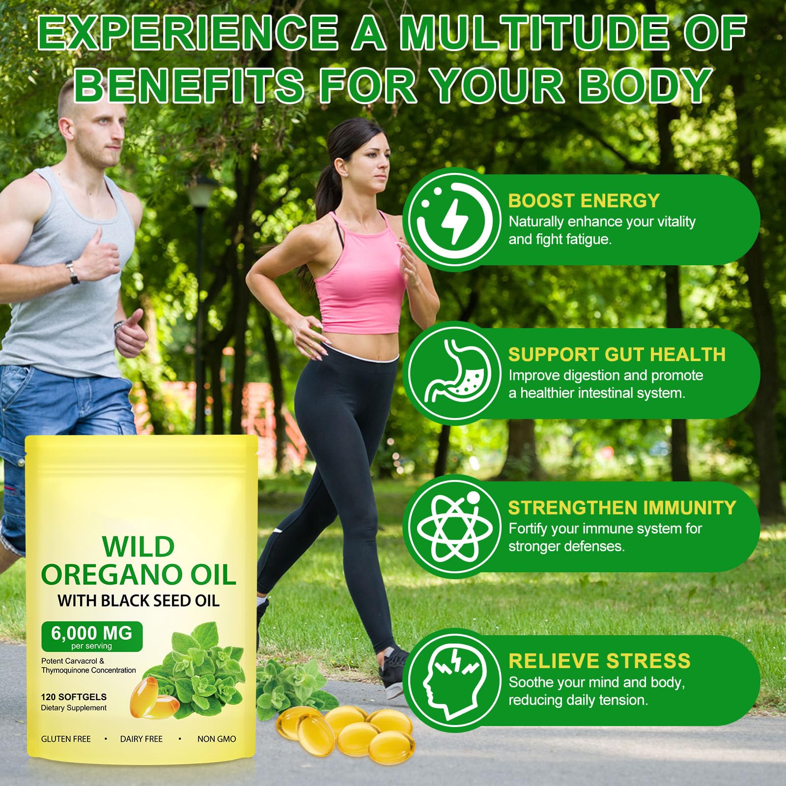 Olio di origano capsule, oregano oils capsules, oil of oregano with black seed oil, olio di origano in capsule con 165 mg di carvacrolo | Non OGM, 120 capsule