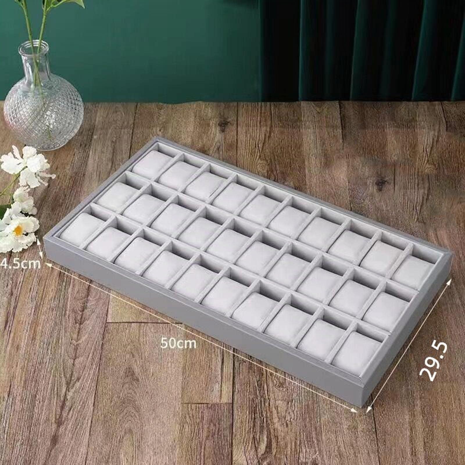 perfk Bandeja de Joyería para Reloj, Brazalete, Caja de Almacenamiento de Exhibición de Reloj, Cuero PU de Madera para Hombres Y Mujeres, Organizad, 30 Ranura