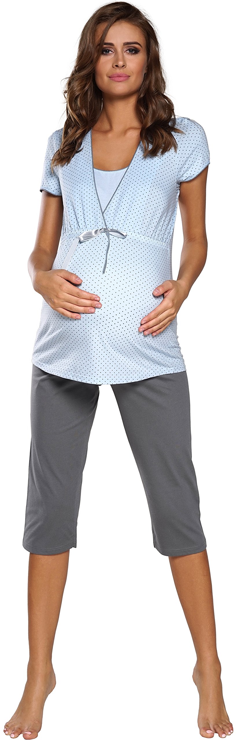 Italian Fashion Stillpyjama | Still Schlafanzug Damen | Schwangerschaft Pyjama | Nachtwäsche für Schwangere | Umstandspyjama Damen | Softes Zweiteiliger Nachtwäsche Damen S-XXL