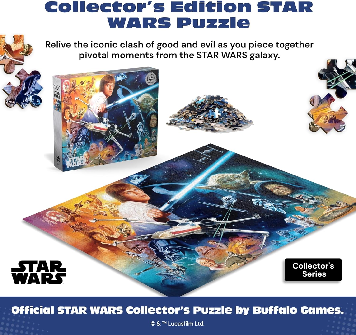 Buffalo Games - 2000 Piece: Silver Select Star Wars The Force is Strong with This One Jigsaw Puzzle Challenging and Colorful Puzzle for Adults