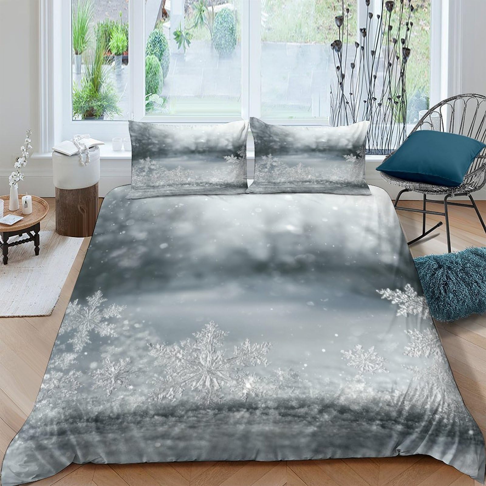 Ctjqhvkz Style-9 3D Printed Misty Forest Fitted Sheet Microfiber Soft Grey Fog Mattress Cover For Bedroom Guest Room Decor Single（135X200cm）