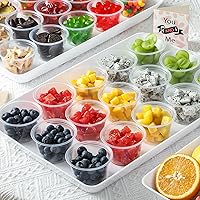 Vista 6 de AOZITA 400 Set 4 oz Portion Cups, Jello Shot Cups with Lids, Disposable Plastic Condiment Dipping Sauce Cup, Small Containers for Salad Dressing