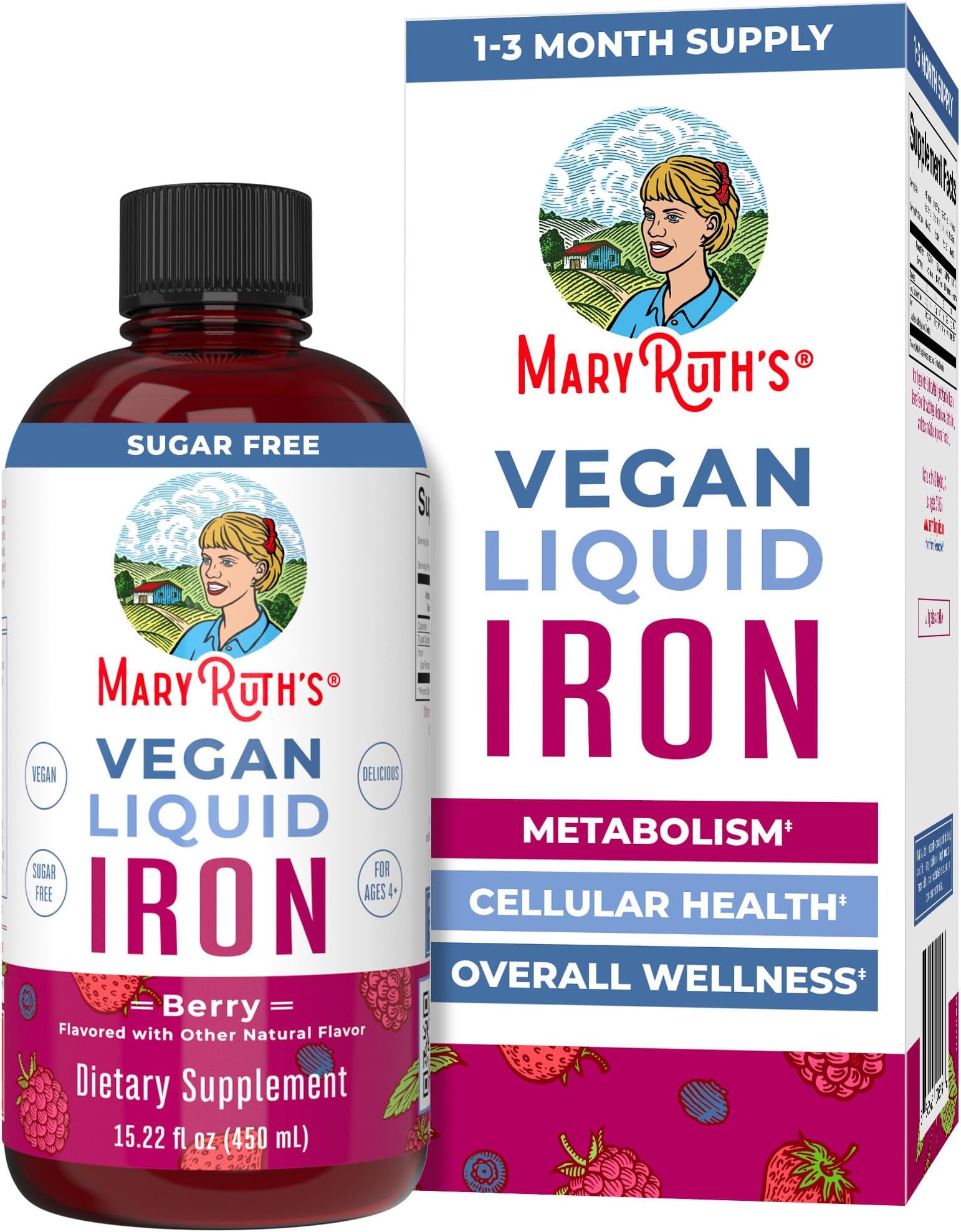 MaryRuth OrganicsLiquid Iron Supplement for Women, Men & Kids, Iron Deficiency, Immune Support, Sugar/Gluten Free, Vegan, Non-GMO, 15.22 Fl Oz