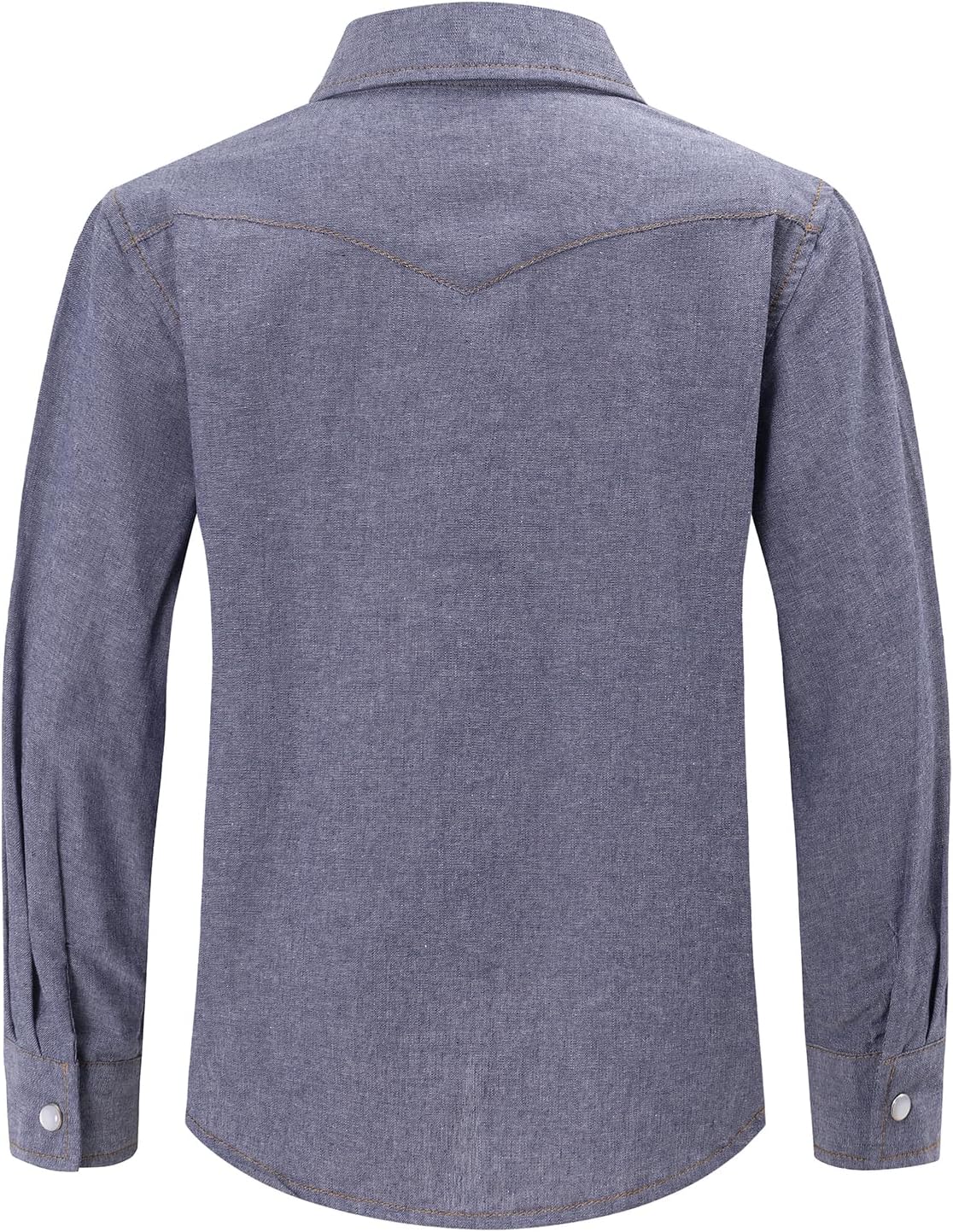 Spring&Gege Boys' Long Sleeve Chambray Shirt Western Cowboys Pearl Snap Button Down Shirts (5-14 Years) - Image 2