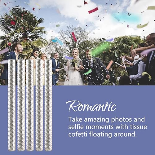 Miniatura 2 de BATTIFE Paquete de 21 varitas de confeti, coloridos disparos de confeti, palitos de papel de seda para celebraciones de boda, aniversario,