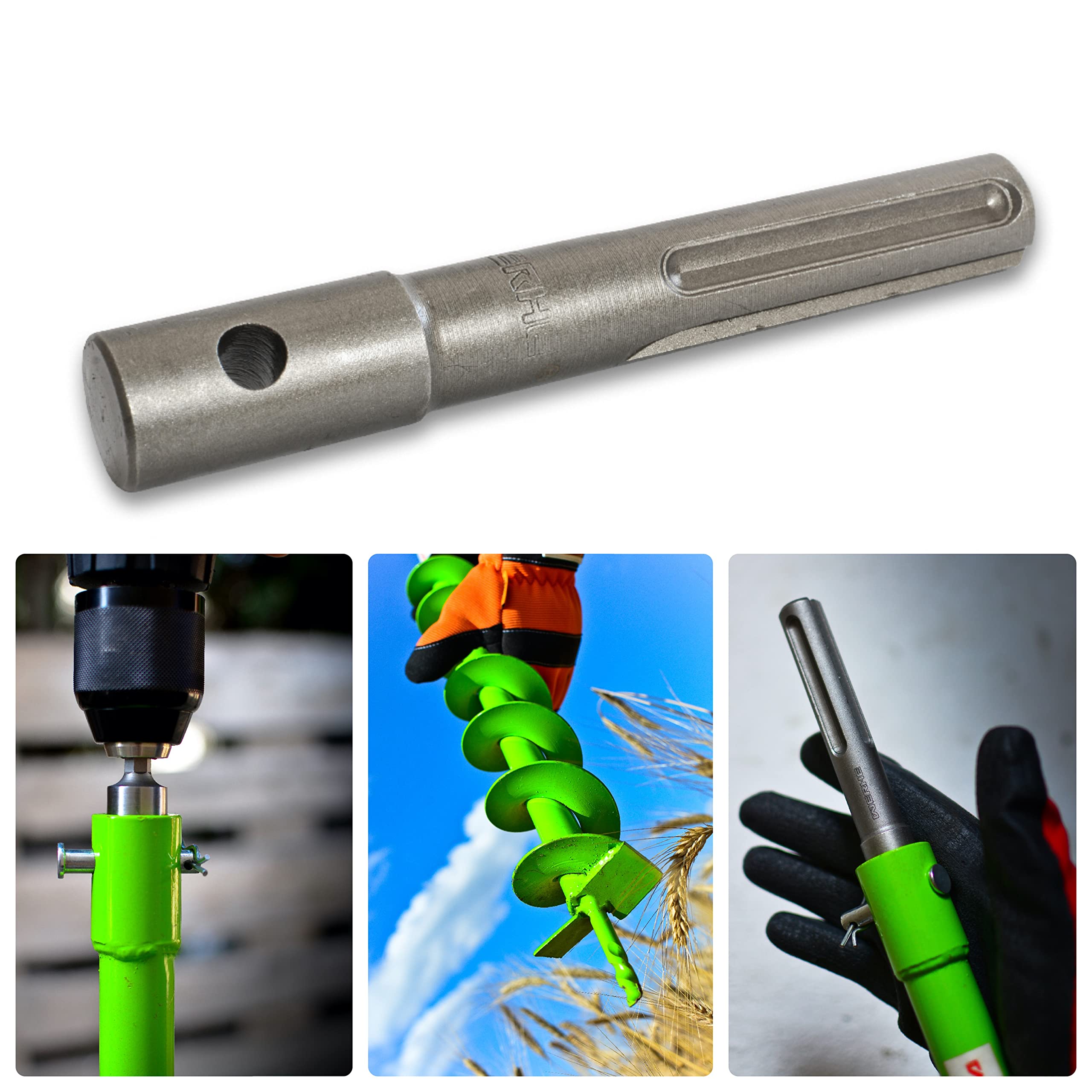 WERHE świder ziemny z litej stali z podwójną helisą SDS Max 40 mm 80 cm do | stal z ostrzy z węglika, długość robocza 60 cm, waga 2,92 kg, do luźnych gleb, prosty montaż
