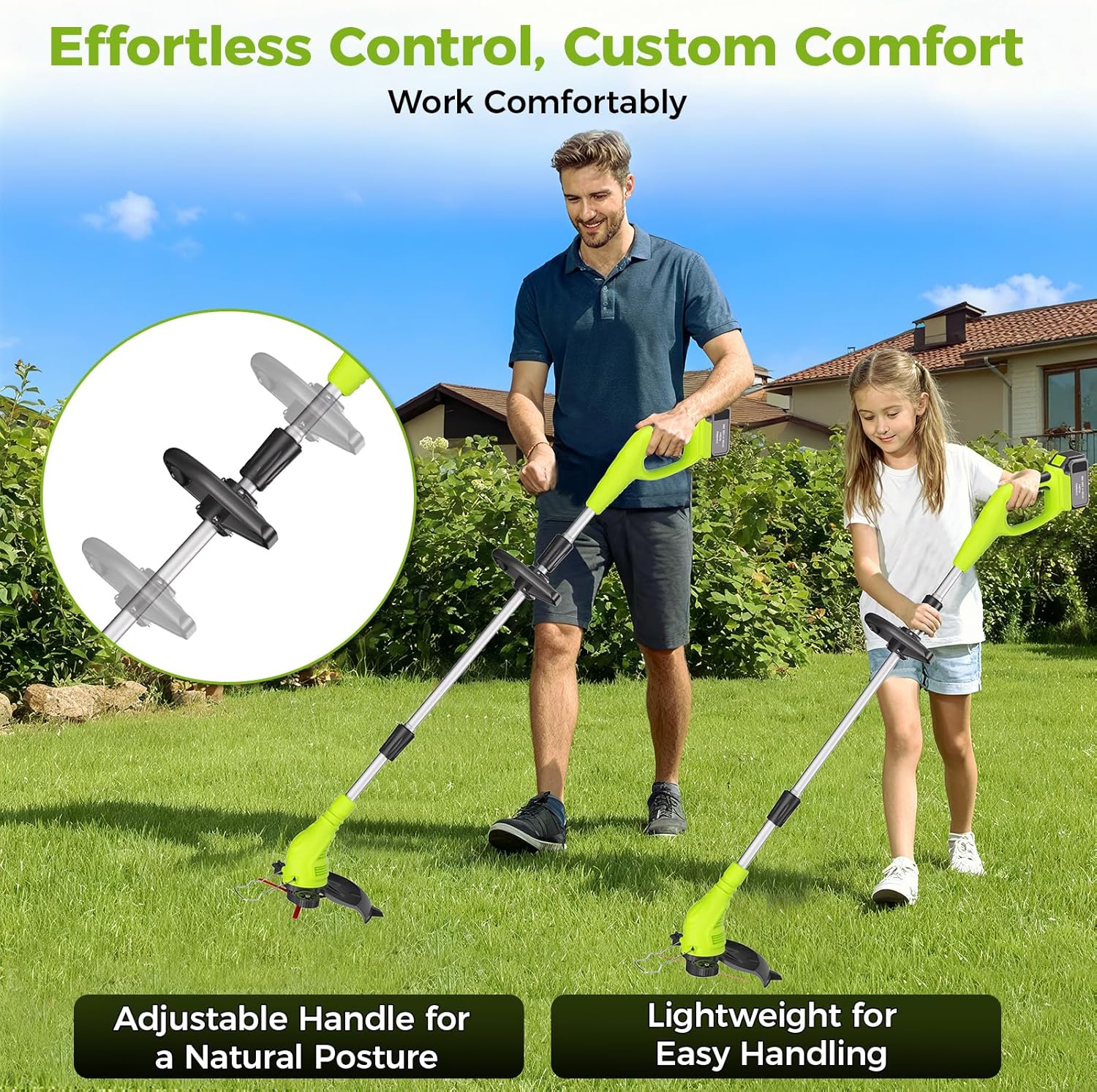 Aokia String Trimmer: Cordless Weed Wacker with 40V 2.0Ah Battery - Lightweight Electric Lawn Edger - 2 in 1 Trimmer & Edger Lawn Tool Grass Cutter with 2 Plastic Blades for Garden, Yard - Image 7