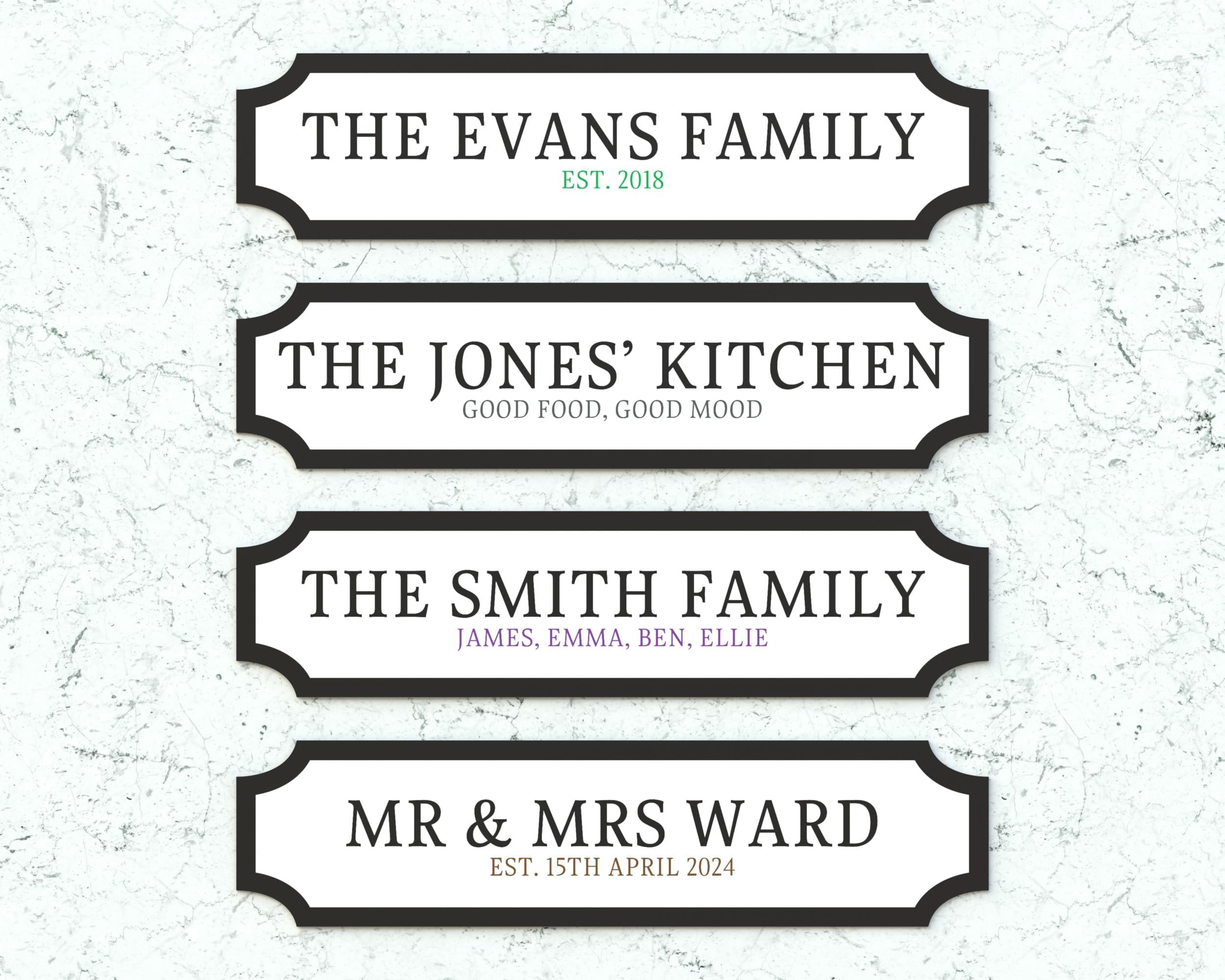 Active Film Personalised Vintage Family Name Street Sign, Custom Weatherproof Wall Door Plaque, Surname Metal