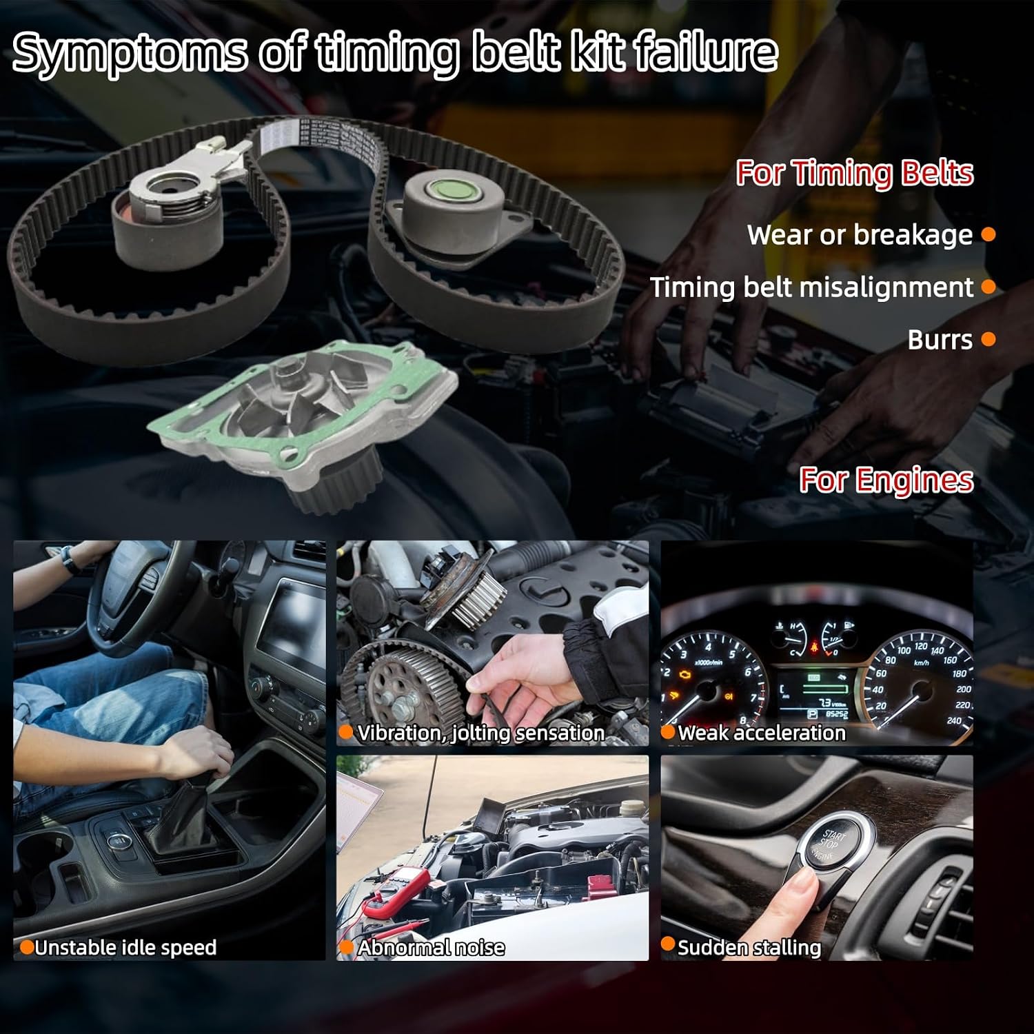 Engine Timing Belt Water Pump Assembly with Gasket Kit Fit for Volvo XC90 XC70 XC60 V70 V50 V60 Cross Country V40 Cross Country S60L S40 S60 Cross Country 30731727 31251254