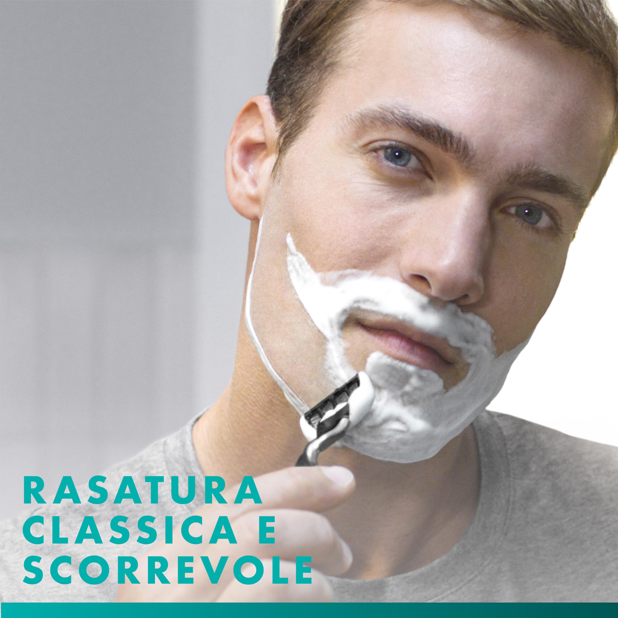 Gillette Mach3 Regolabarba Uomo, Lame Rasoio a Mano Libera, 1 Manico e 6 Lamette da Barba da 3 Lame, Facile Risciacquo, con Gel Lubrificante, Fino a 15 Rasature con 1 Testina, Gillette Mach 3