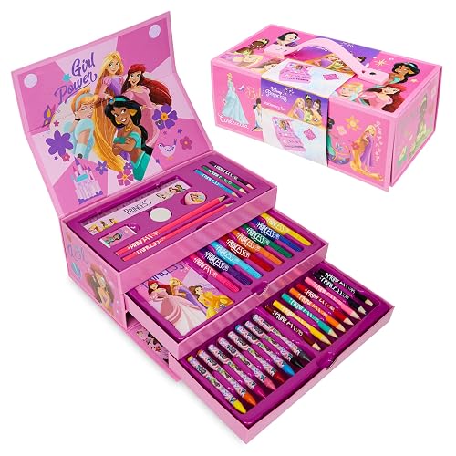 Disney Princess Set de Arte para Niñas con Más 30 Piezas, Maletin Pinturas para Niñas (Rosa Princesa)