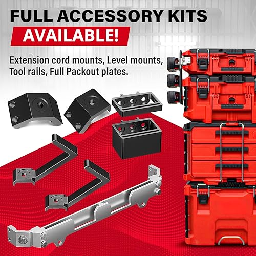 Miniatura 4 de Alpha Rails - Rieles roscados Alpha Engineered compatibles con Milwaukee Packout caja de herramientas grande (7.7 pulgadas (7.677 in), color negro