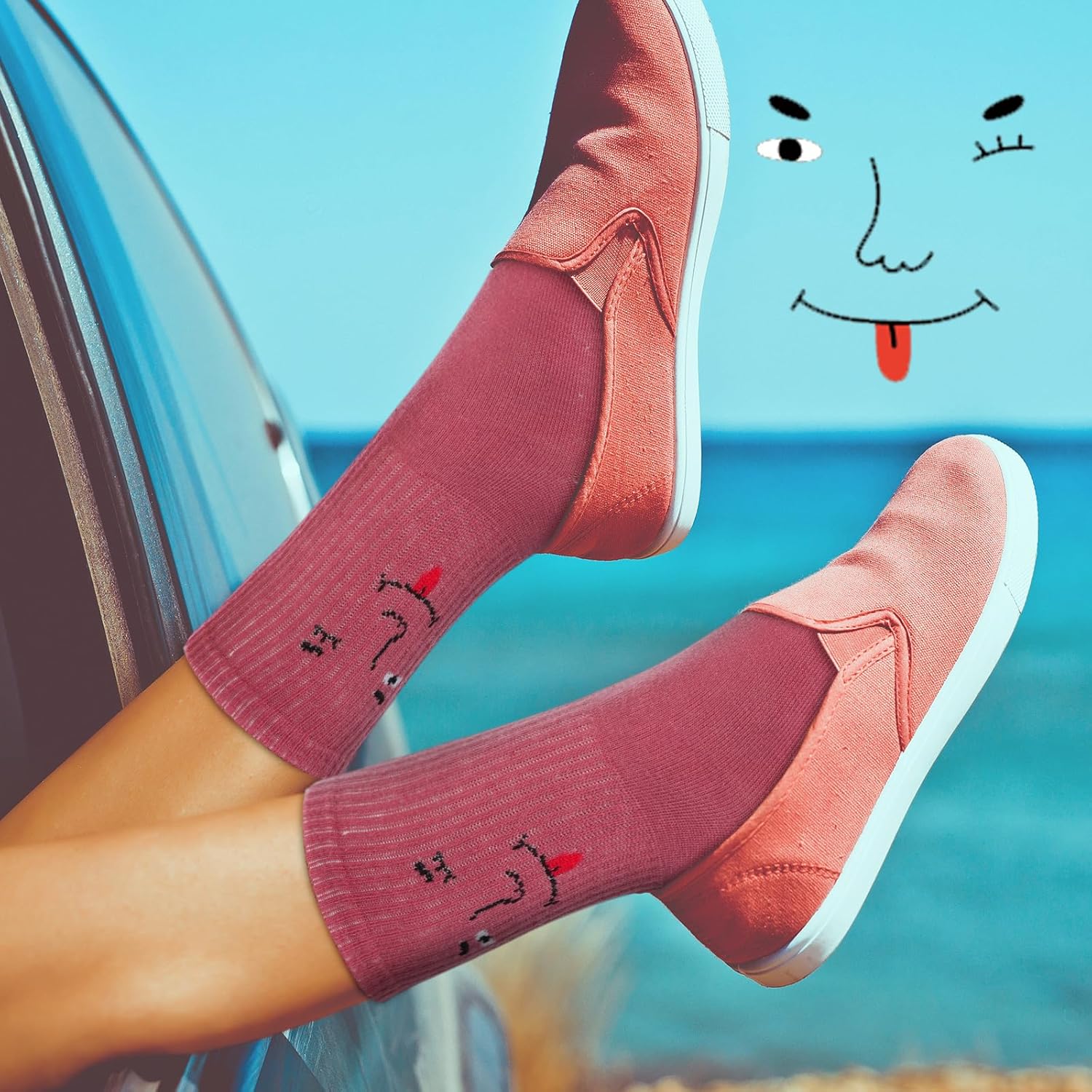 Cuffbow 20 Pack Crazy Funny Emotion Socks for Women Crew Soft Cotton Socks, 20 Different Fun Designs - Image 5