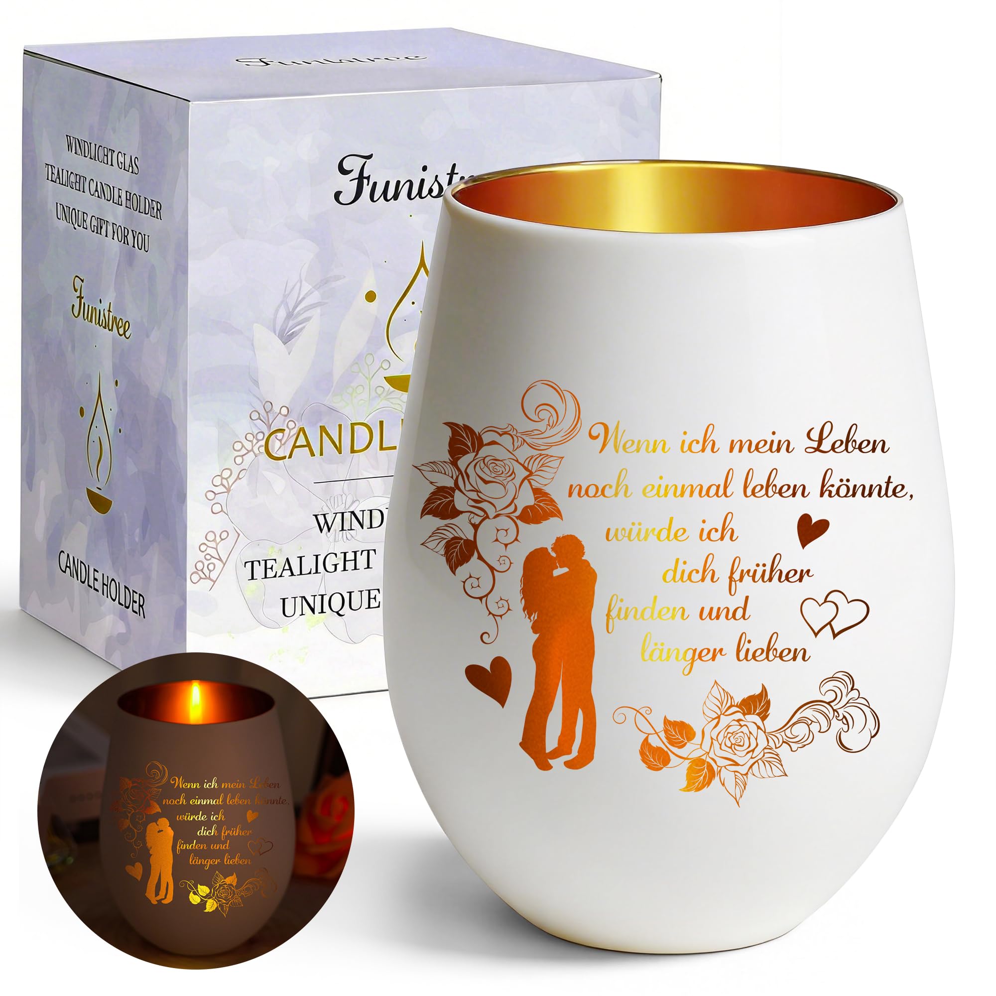 Geschenke für Frauen, Teelichthalter Weihnachten, Windlicht mit Gravur