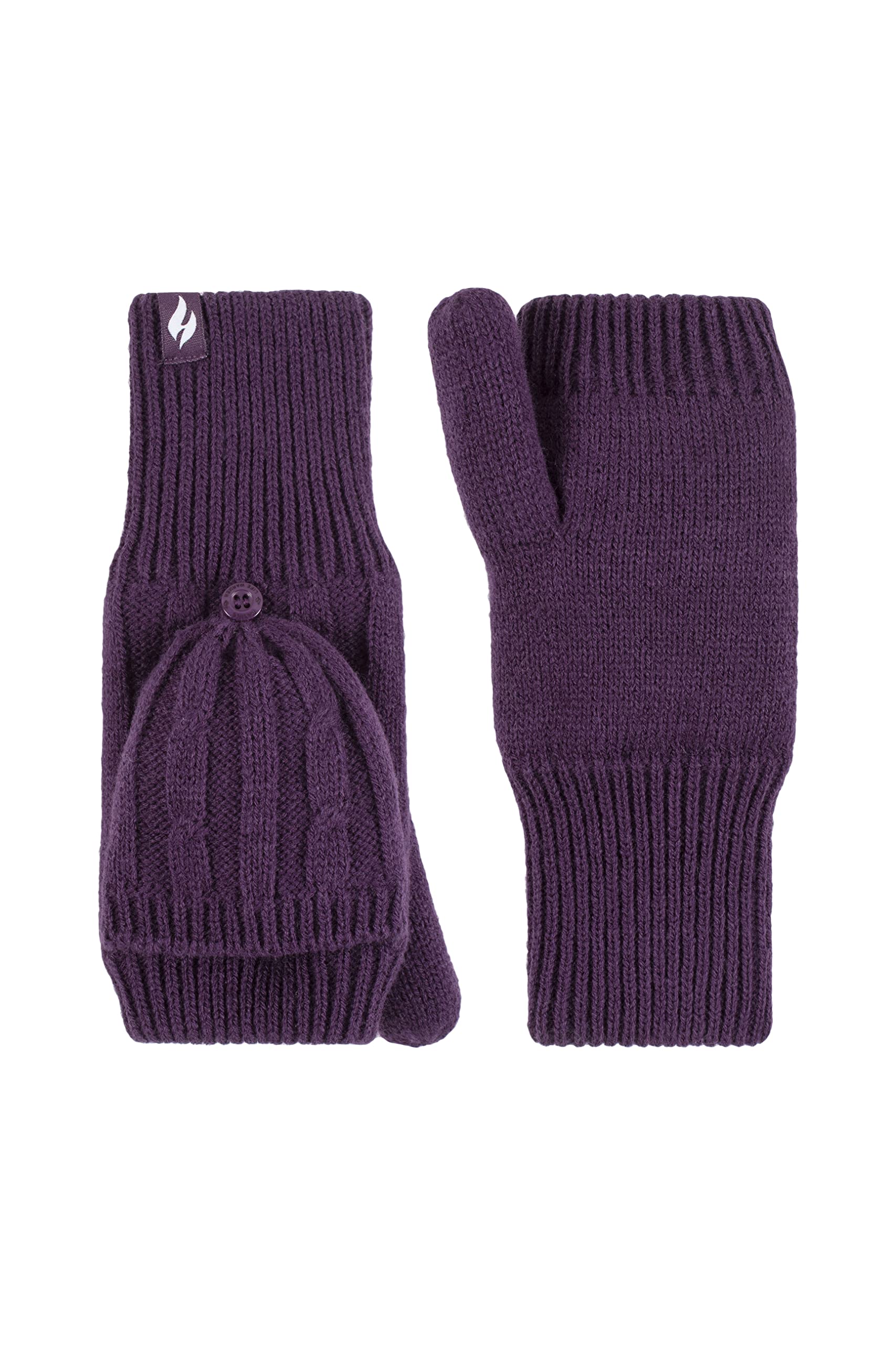 HEAT HOLDERS SOCKSHOP Ladies Ash Cable Knit Converter Mittens Pack of 1 Purple One Size