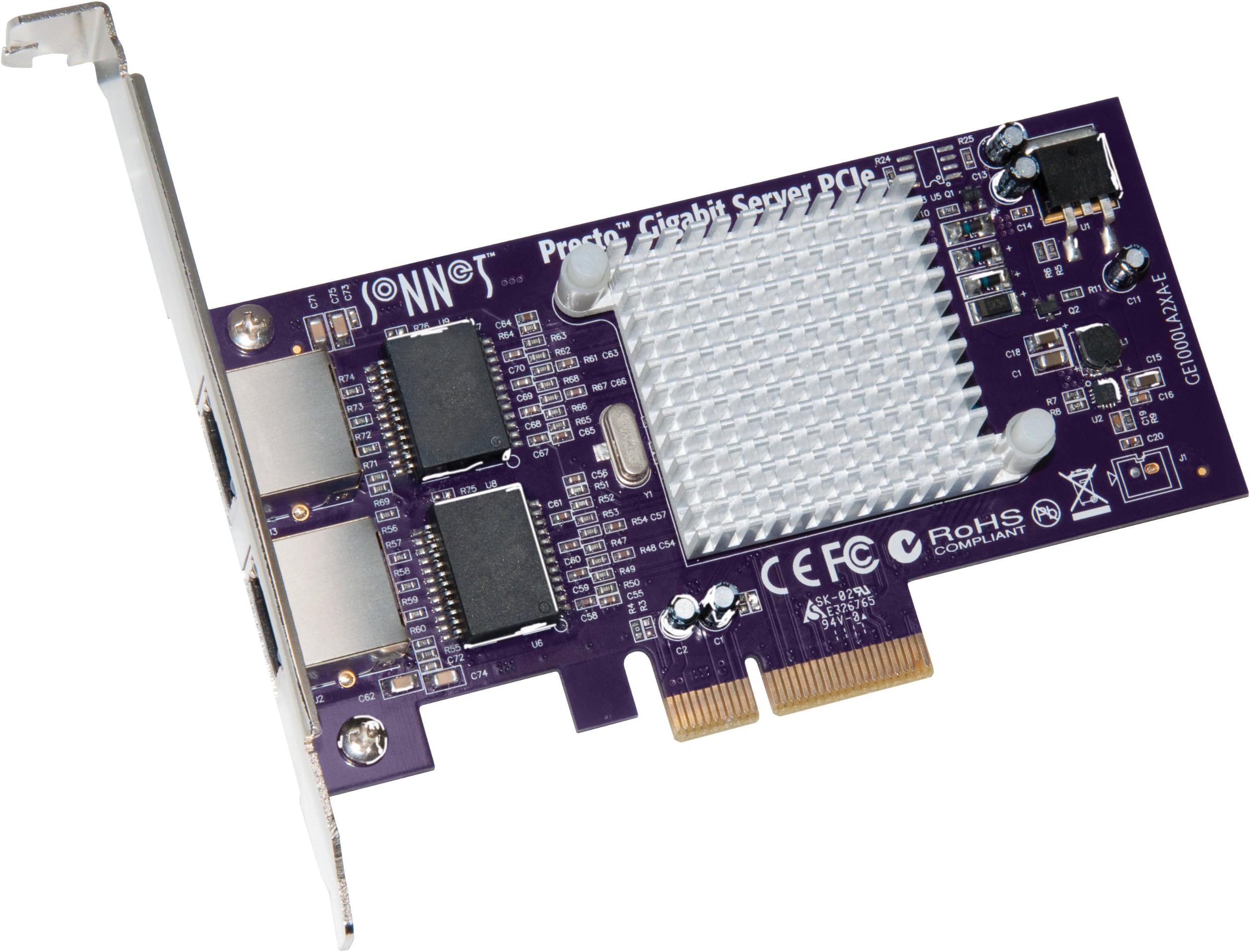 GE1000LA2XA-E Presto Gigabit Server PCIe Dual Port Adapter Card 10/ 100/ 1000