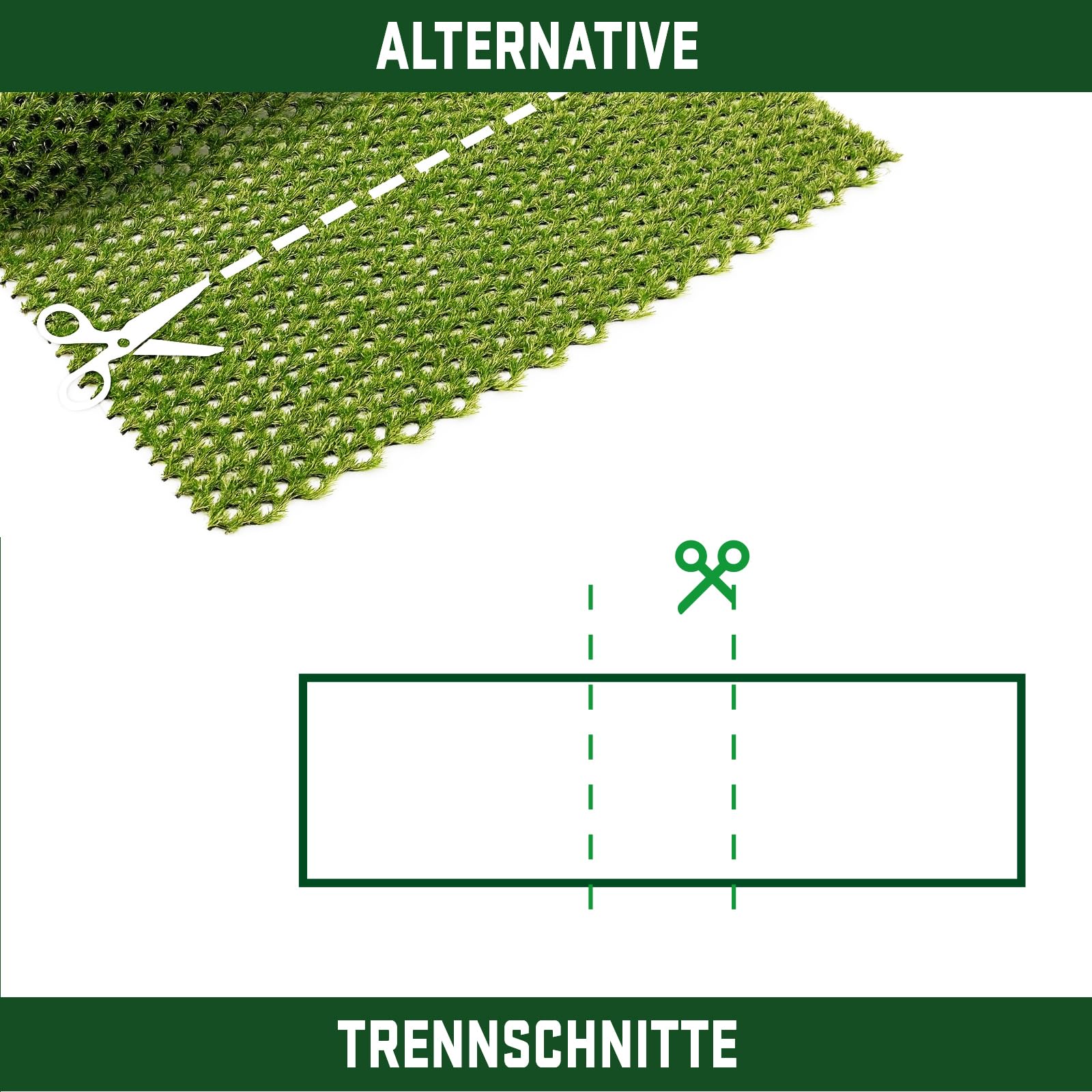 Hybridgras - Rasenfliesen aus Hybridgras für den Außenbereich (1x5m) - Strapazierfähige Grasfliesen gegen Rasenlücken - Flexibler Kunstrasen für Garten