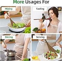 Vista 3 de 2 piezas de espátulas de madera, espátulas de freír planas de madera de 12.8 pulgadas, espátula de madera de mango largo para utensilios de cocina