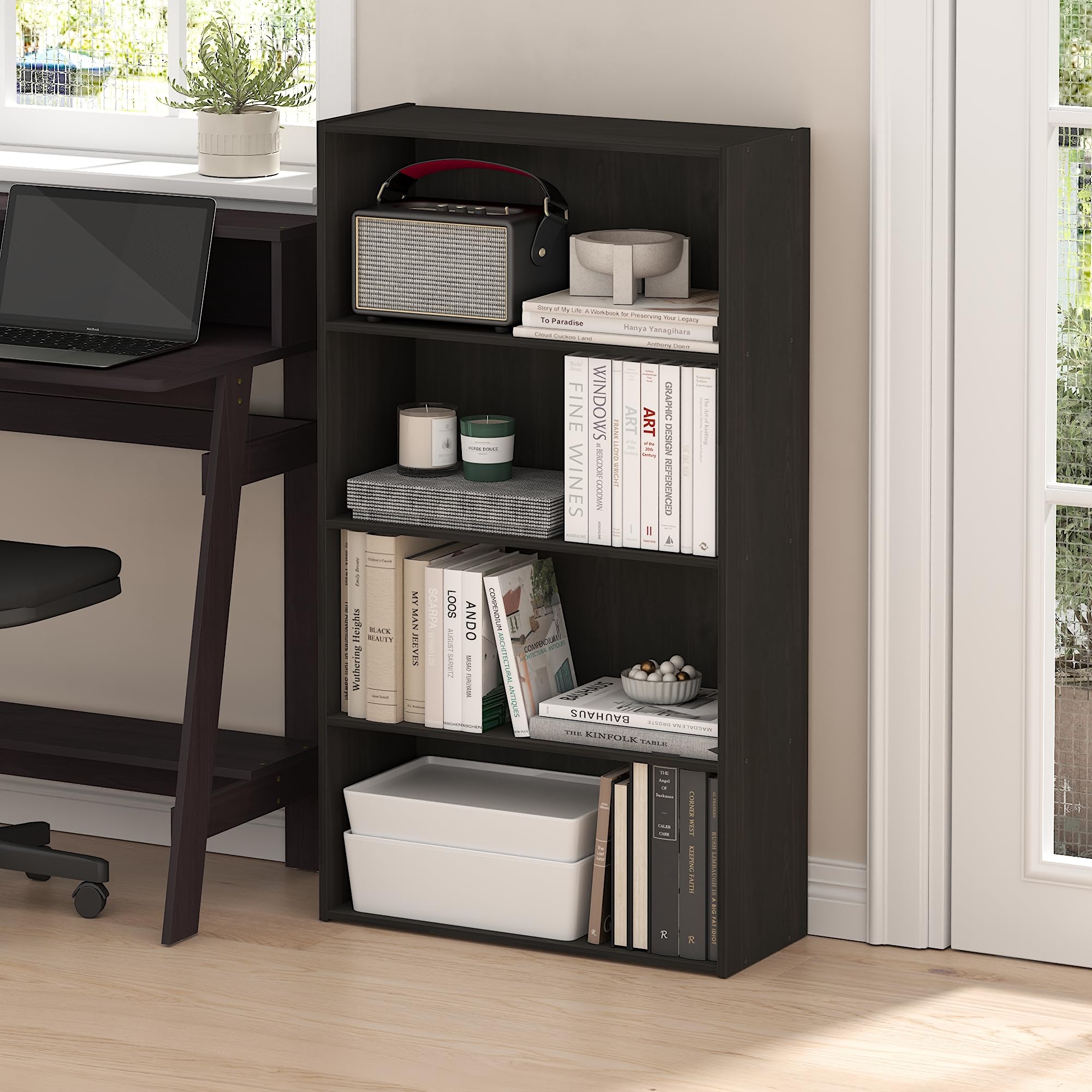 Amazon.com: Furinno PASIR Book Shelf, 4-Tier Bookshelf, Bookcase