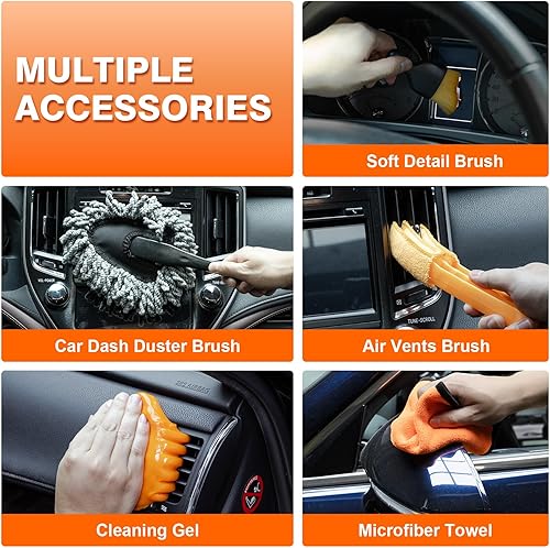 Miniatura 4 de Car Cleaning Kit 18Pcs, Car Interior Detailing Kit with 12000PA High Power Handheld Vacuum, Detailing Brush Set, Cleaning Gel, Complete Car Wash Kit