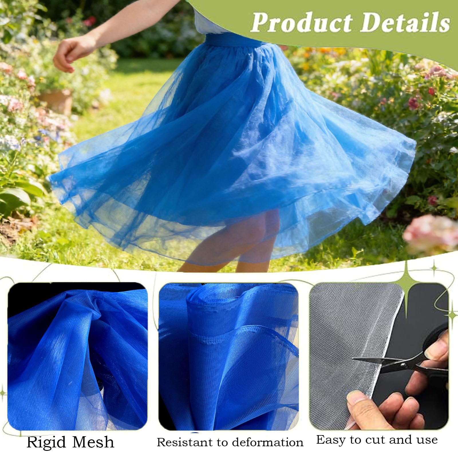 500 x 160cm Tüll Stoff Meterware, Tüllstoff Standfest, Transparent Mesh Stoff zum Nähen, Feiner Netzstoff Polyester Tüll Dekostoff für DIY Kleidung Tutu Rock Hochzeit, Dunkelgrün