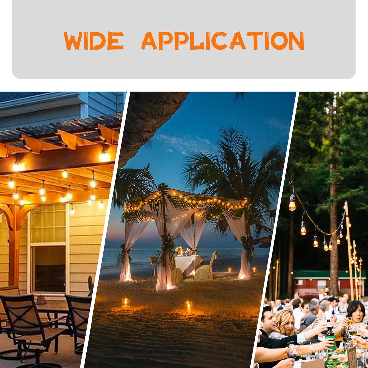 48-Pack LED Outdoor String Light Bulbs, Waterproof S14 Replacement Bulb, E26 Base, 1W 120V, 2700K Warm White