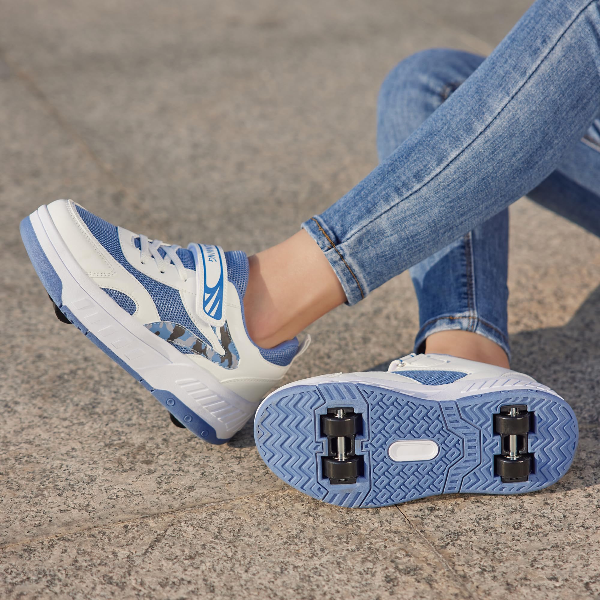 Scarpe da ginnastica estive traspiranti a 4 ruote per bambini per ragazzi e ragazze, eleganti e comode